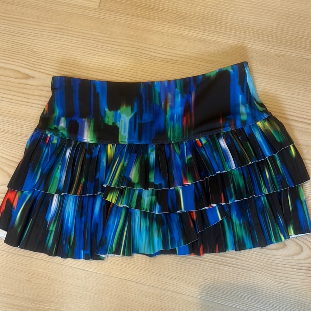 Lucky in Love Blue Green Ruffled Mini Skirt Night Out